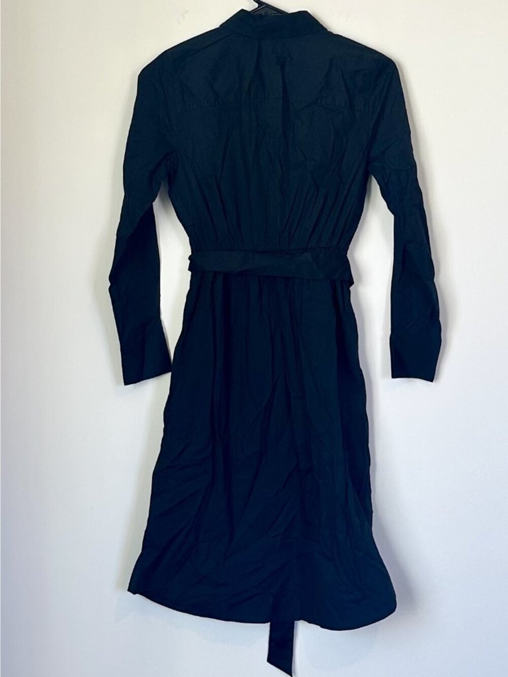 NWT J.Crew Black Long Sleeve Poplin Shirt Dress - Size: Petite 00 - Picture 8 of 11